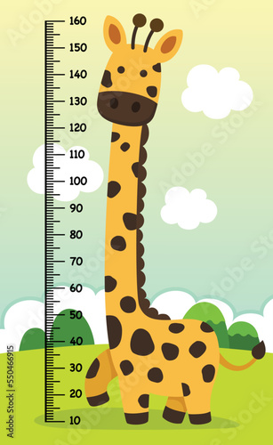 Meter wall with giraffe vector illustration