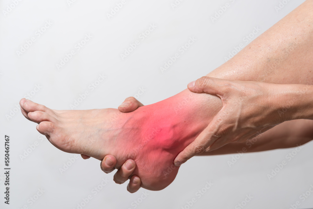 Fototapeta premium Ankle joint pain, arthritis and tendon problems, health care