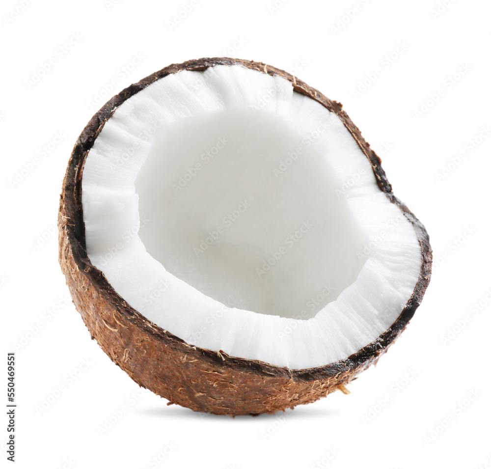 Half of ripe coconut isolated on white Half of ripe coconut isolated on white
