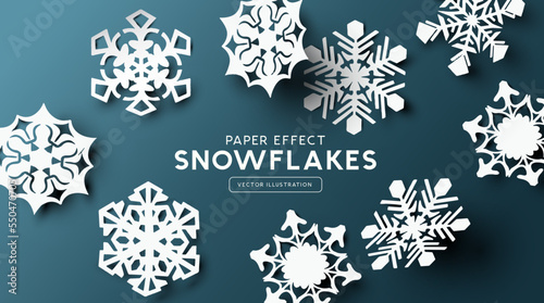 Winter Paper Craft Snowflakes Vector