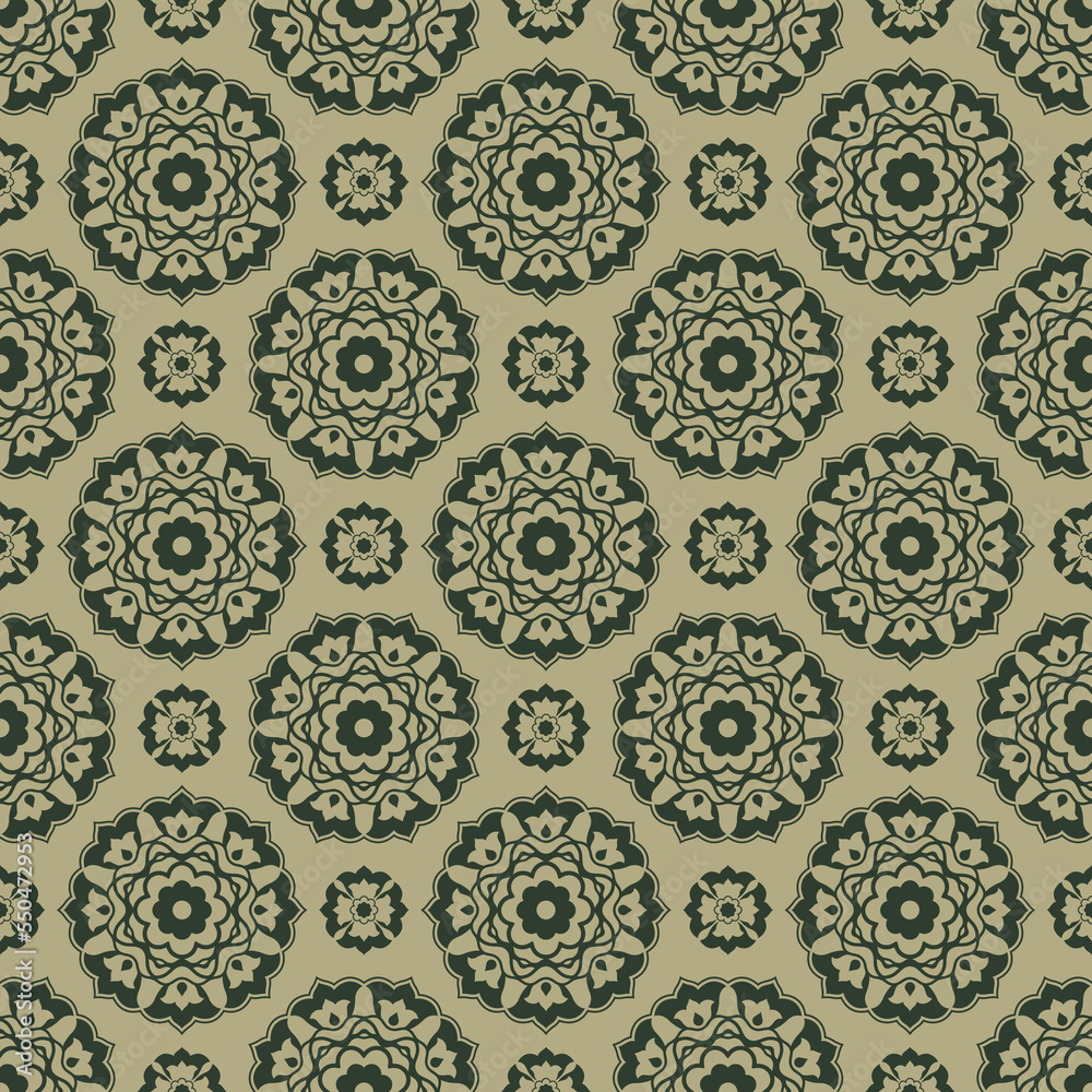 Seamless ornamental Islamic vector Pattern in Ottoman Kaftan style. Use for fabric prints, weaving, knitting, home decoration, fashion design and bedding patterns