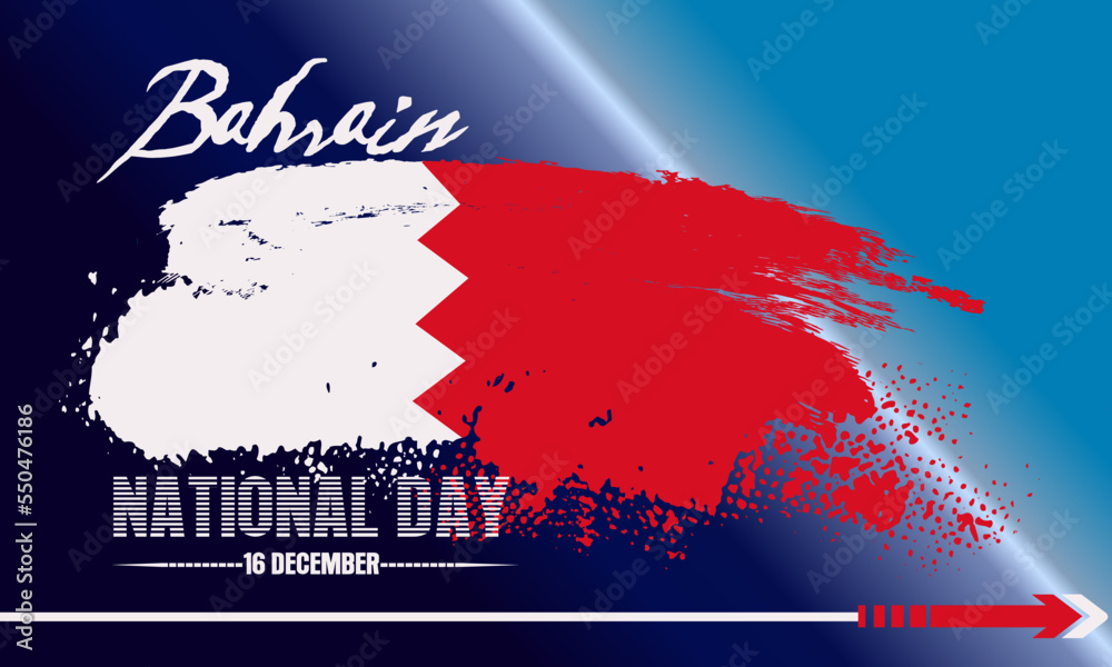 Bahrain National Day 16 December. Vector Bahrain flag from paint brush. Independent Day of Bahrain. Vector Bahrain flag from paint brush. Vector illustration, suitable for your project: website, poste