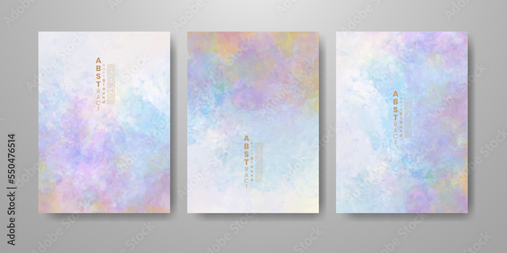 Set of cards with bright colorful vector watercolor background. Design for your date, postcard, banner.