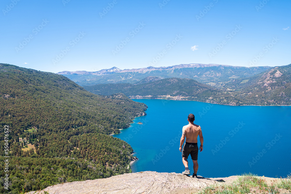 panoramic view of san martin de los andes lake, argentina panoramic view of san martin de los andes lake, argentina
