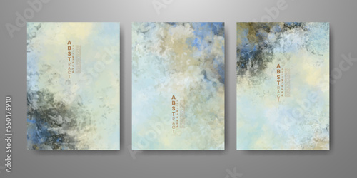 Set of cards with bright colorful vector watercolor background. Design for your date, postcard, banner.