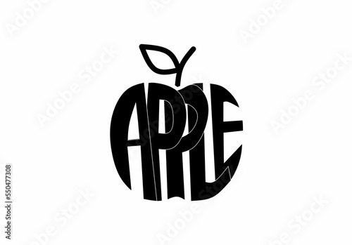 Apple text in the shape of an apple
