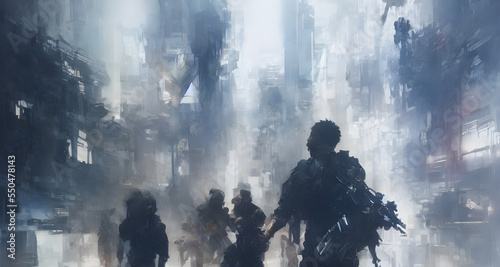 Digital Illustration Dystopian War Scenario Painting