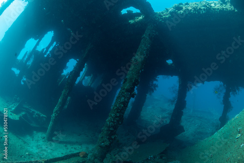 Submerged underwater construction, wreck