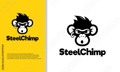 logo illustration vector graphic of chimpanzee face cartoon style.