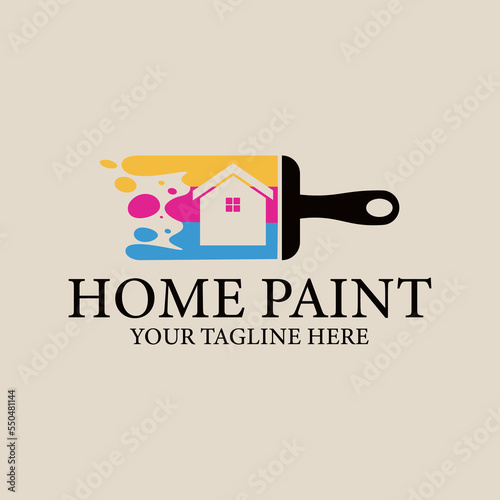 Home logo with color painting style and business card design template Premium Vector