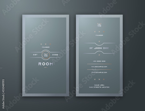 Retro Stylish ertical Business Card Editable Template