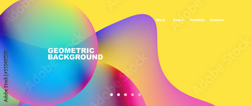 Flowing gradient colors and round elements and circles. Vector illustration for wallpaper, banner, background, leaflet, catalog, cover, flyer