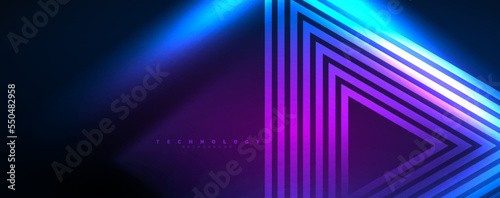 Neon glowing lines and angles  magic energy space light concept. Vector illustration for wallpaper  banner  background  leaflet  catalog  cover  flyer