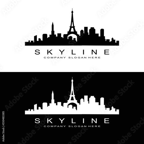 Skyline Logo Design, Cityscape Vector Tall Buildings, City Building Fit Design, Banner Template Construction Company