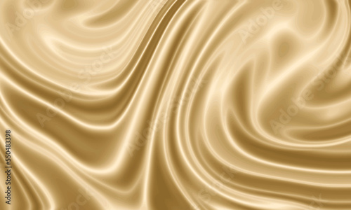 Gold silk texture background design with smooth waves.