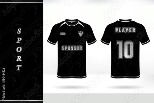 Jersey template design for sports uniforms with black and white color combinations