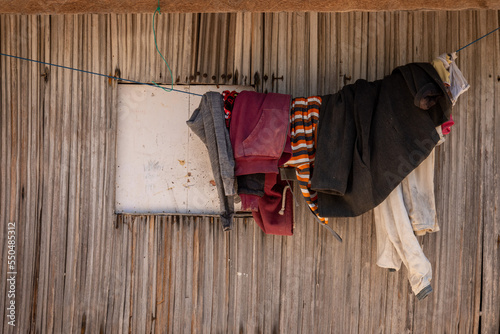 clothes on the line, beach village, near Baucau city photo