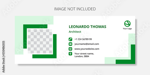 Email signature green template or email footer and personal