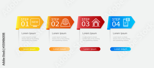 Vector Infographic flow chart template with icons and 4 options or steps
