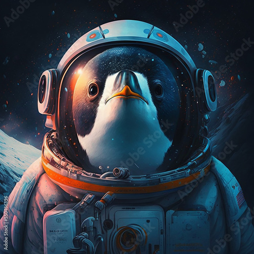 Fotografija Ai generated penguin astronaut