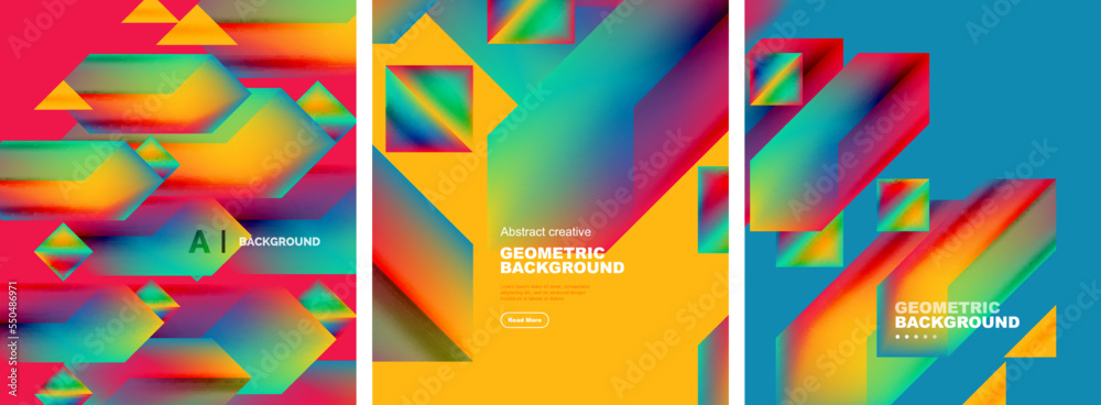 Set of abstract backgrounds. Overlapping geometric elements composition. Vector Illustration For Wallpaper, Banner, Background, Card, Book Illustration, landing page