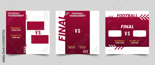 Set of football social media vector template
