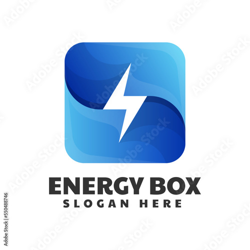 Vector Logo Illustration Energy Box Gradient Colorful Style.