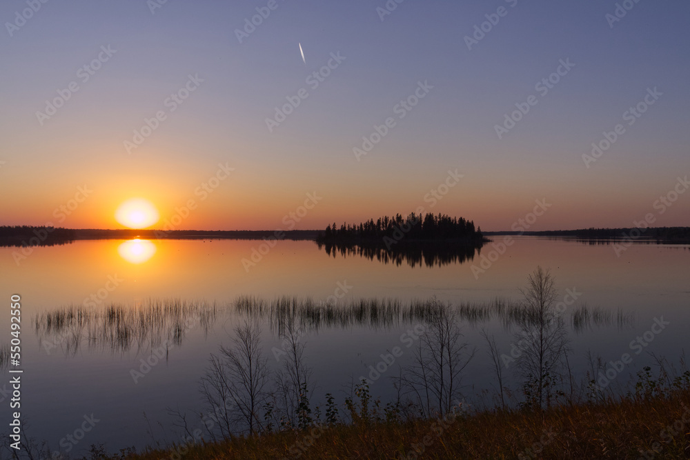 Beautiful Sunset at Astotin Lake