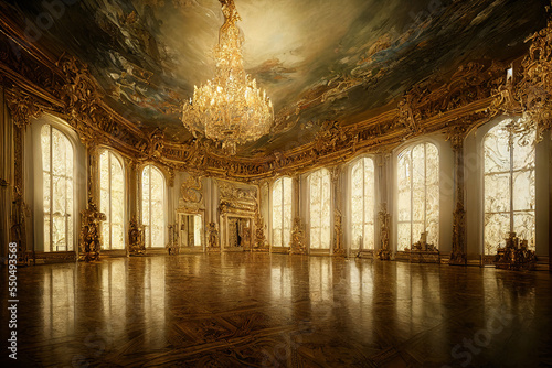Fotografering an empty glamorous rococo baroque ballroom