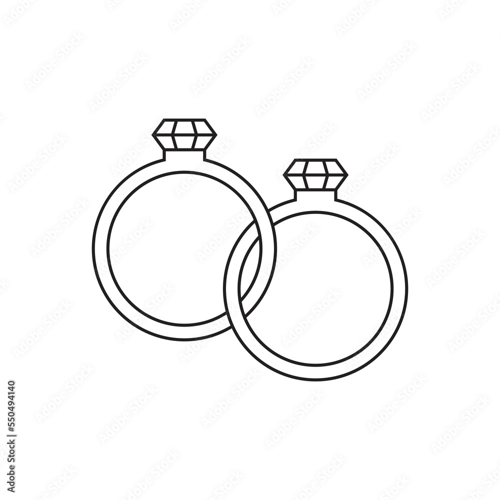 engagement ring line art icon. icon of ring with diamond on white background. Line Icon of wedding ring. vector illustration engagement ring line art icon. icon of ring with diamond on white background. Line Icon of wedding ring. vector illustration