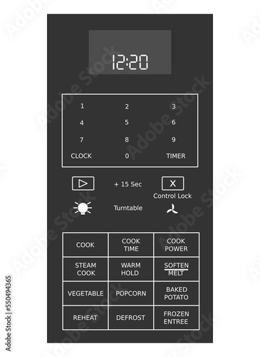 Microwave with digital display, 3d vector rendering
