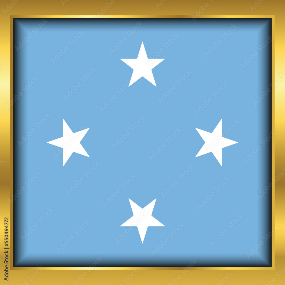Micronesia flag,Micronesia flag golden square button,Vector illustration eps10. Micronesia flag,Micronesia flag golden square button,Vector illustration eps10.