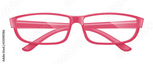 Realistic pink glasses isolated.