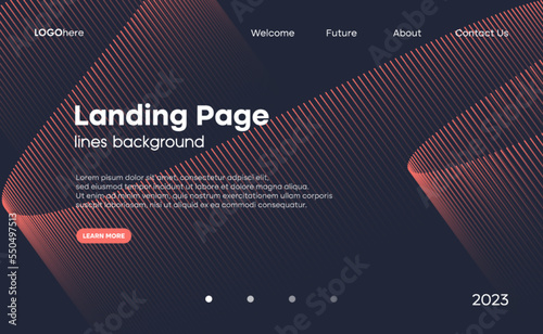 Abstract technology background with glowing lines. The minimal layout design template for the webpage and business presentation. Vector, 2023