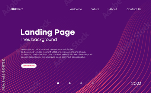 Abstract purple background with lines. The minimal layout design template. Vector, 2023