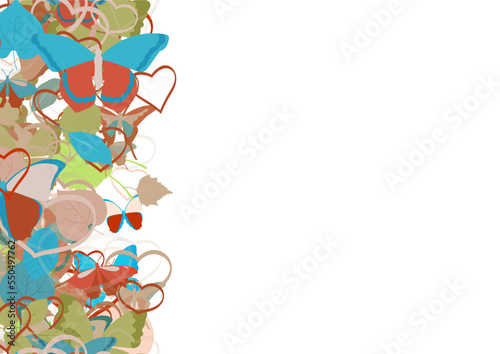 Background pattern abstract design texture. Vertical seamless stripe. Border frame, transparent background. Theme is about summer, natural, design, flora, drawing, maple, vector, repeat