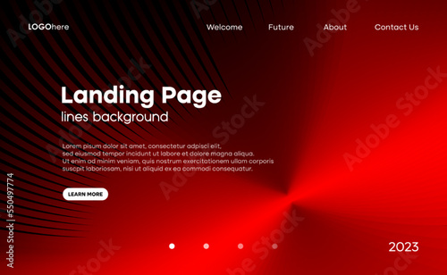 Abstract dark red background with gradient lines composition. The minimal layout design template. Vector, 2023