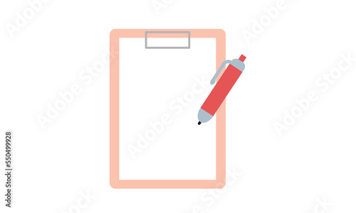 Blank clipboard with white sheet of paper and ballpoint pen icon for web. A4 holder sign vector design. Minimalist file clip holder web icon isolated on white background. Document holder clipart logo