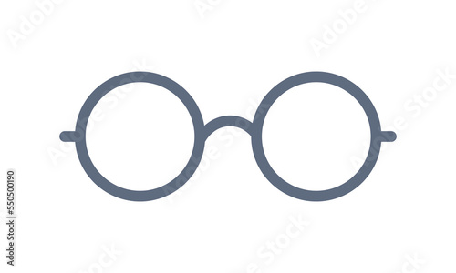 Glasses flat web icon. Simple glasses flat sign vector design. Minimalist student glasses icon for web isolated on white background. Glasses logo clipart. School supplies symbol icon