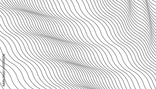 Abstract wave background with stripes. Minimal monochrome stripe texture for retro and graphic effects. Vector, 2023