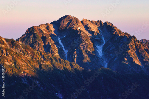 朝焼けの剱岳･北アルプス･立山連峰･登山･山岳風景