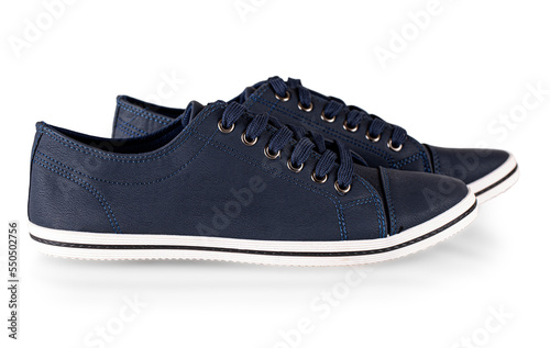 The lblue comfortable shoes for man isolated on white background.
