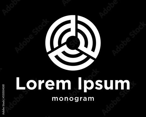 Set Letter E M W MW WM Monogram Circle Style Swirl Vortex Propeller Shadow Symbol Icon Design Vector