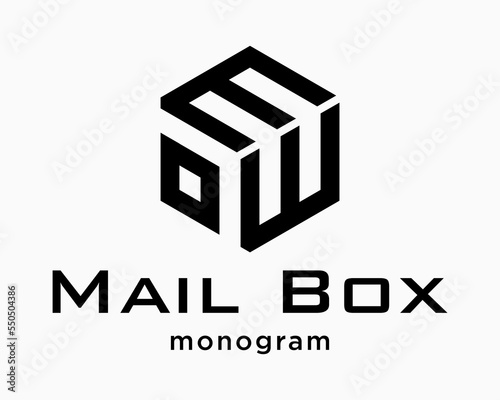 Set Letter MM EE MW WM EM EW Monogram Alphabet Twin Shadow Elegant Style Hexagon Cube Box Brand Design Vector