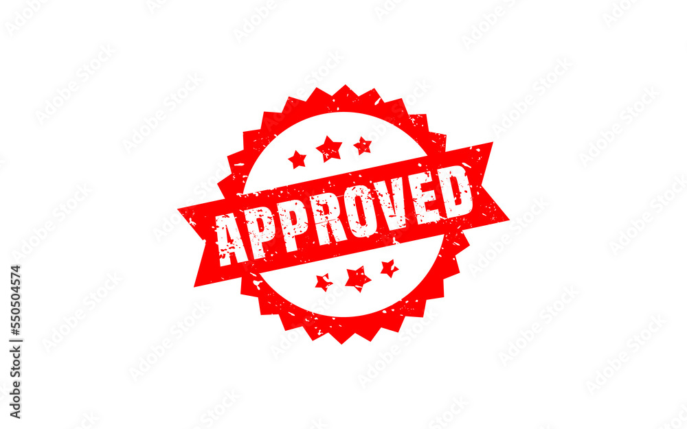 Approved rubber stamp with grunge style on white background