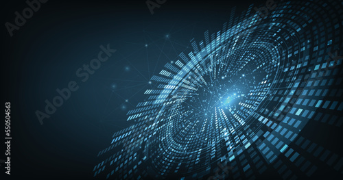 3D Circular digital background. Futuristic Circular digital technology background.High tech circular connection system concept.