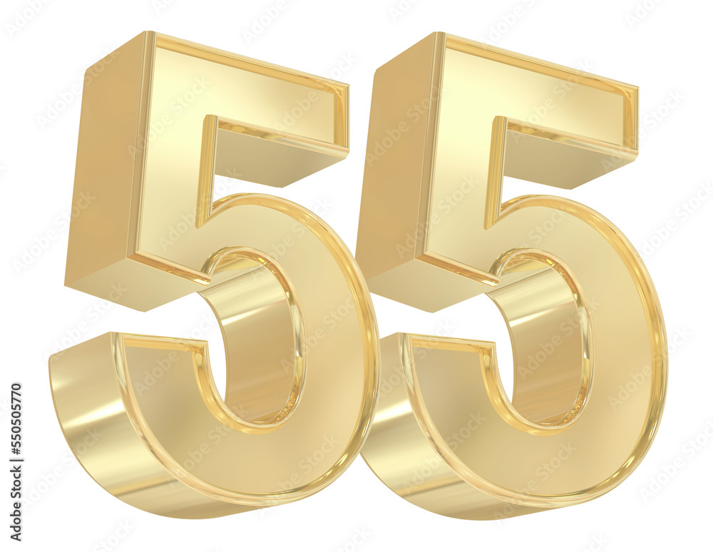 3d gold number 55 3d gold number 55