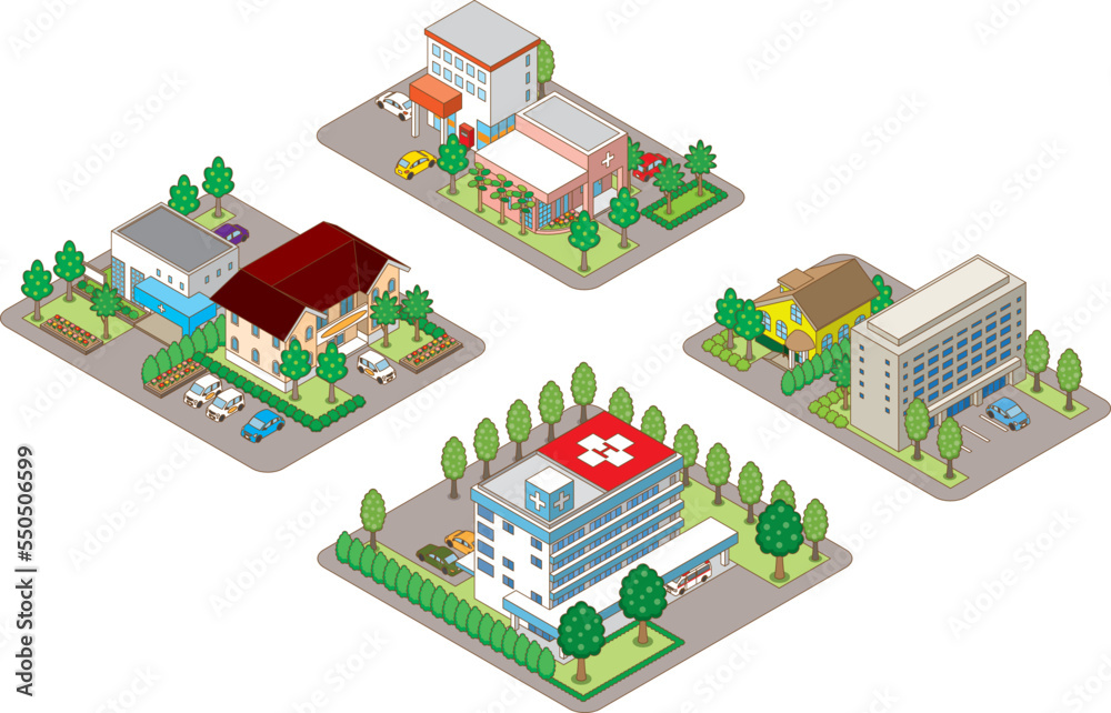 建物の立体的なイラスト. 街並みの景観. 建物の立体的なイラスト. 街並みの景観.