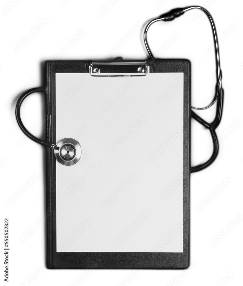 Blank Clipboard with Stethoscope Blank Clipboard with Stethoscope