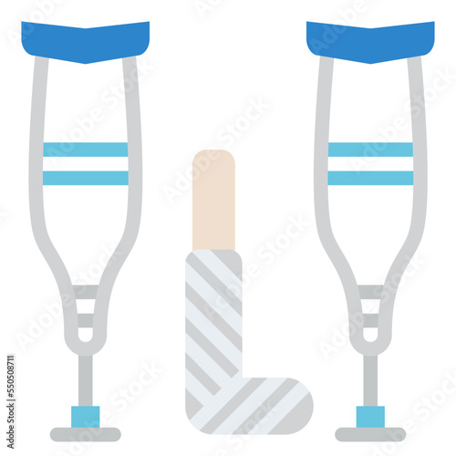 crutches broken leg medical icon